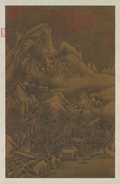 元 人买鱼沽酒图　轴