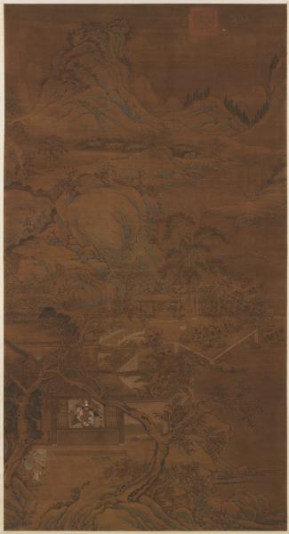 元 人寒林茗话　轴