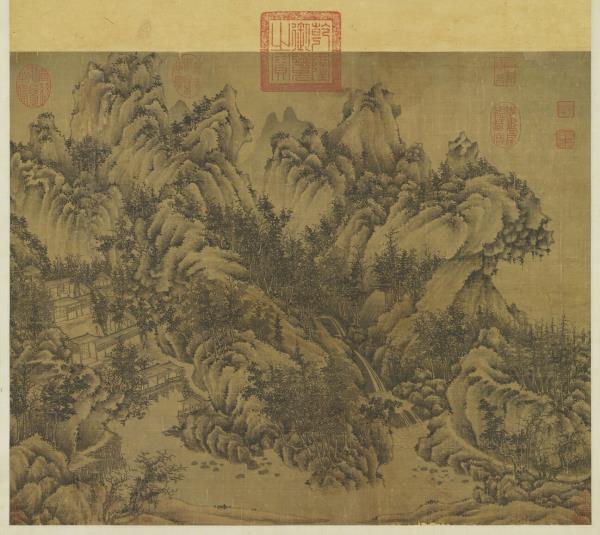 元 人秋山图　轴