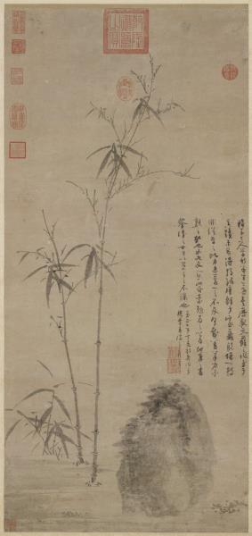 元 吴镇竹石　轴