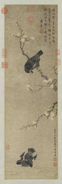 元 商琦杏雨浴禽图　轴