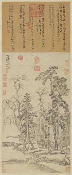 元 曹知白疎林亭子　轴