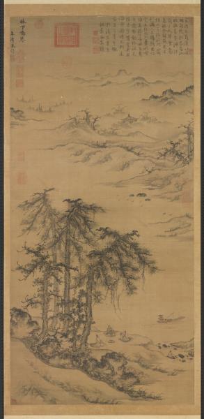 元 朱德润林下鸣琴　轴