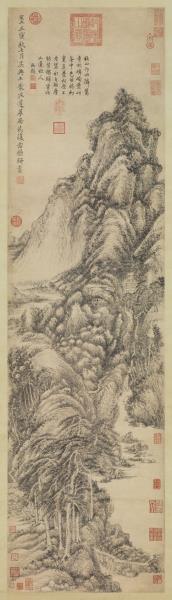 元 王蒙秋山萧寺图　轴