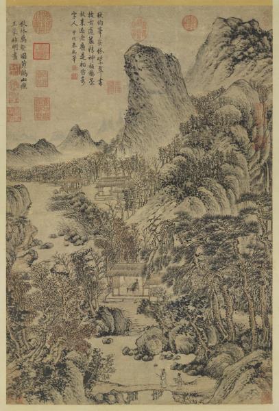 元 王蒙秋林万壑图　轴