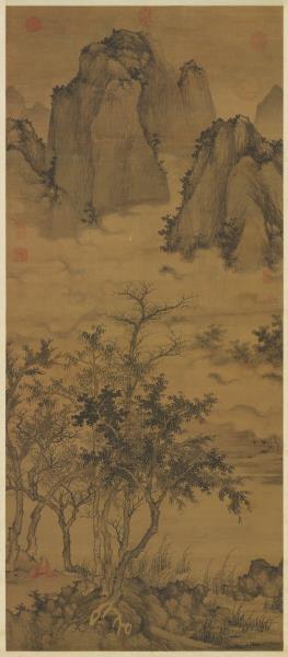 元 盛懋秋林高士图　轴