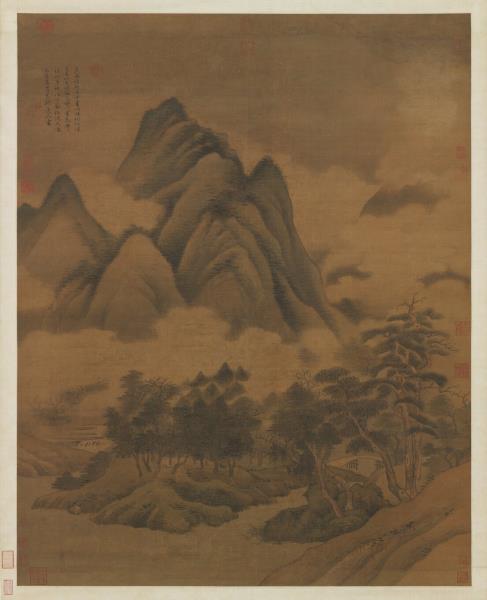 元 高克恭画春山晴雨　轴