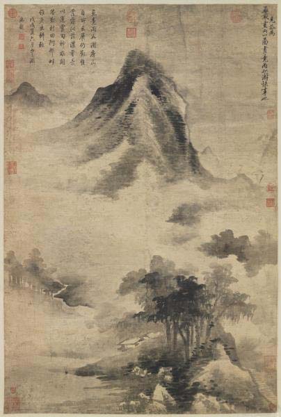 元 高克恭雨山图　轴