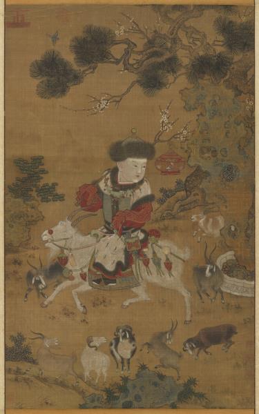 元 人戏婴图　轴