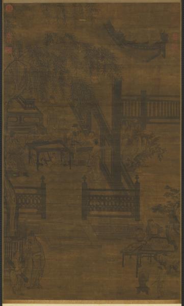 元 人画春堂琴韵　轴