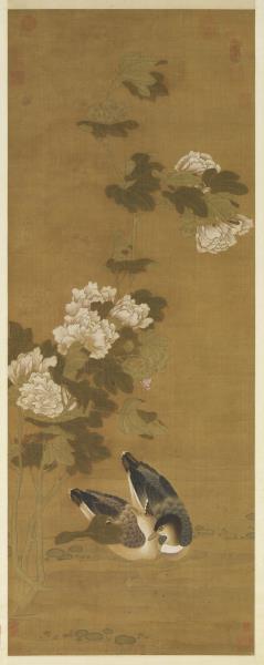 元 人芙蓉花鸭　轴