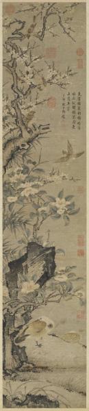 元 人鸠雀先春图　轴